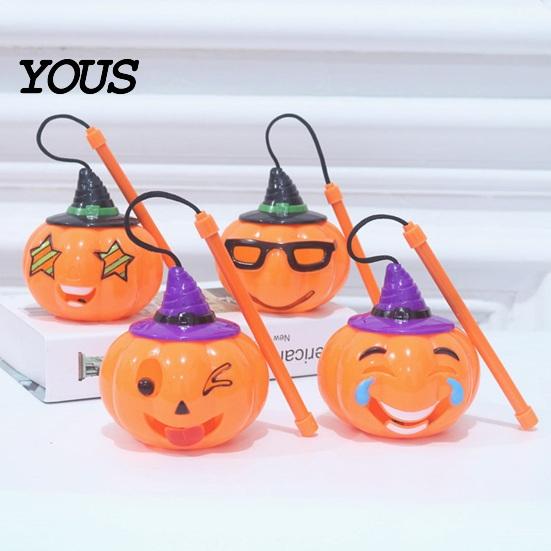 Handheld Pumpkin Lamp for Children Halloween Lantern, LED Light Up Lamp, Battery Glowing Party Prop Operated Decorative Plastic Lantern Kids, Holiday