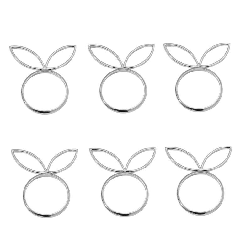 Pack of 6 Cute Napkin Rings Easters Ear Shape Napkin Holder Metal Napkin Jewelry Sophisticated Platings Accessorys