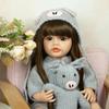 22 pollici Reborn Baby Doll Cosplay Maiale Silicone Pieno Vinile KEIUMI Capelli Lunghi Neonato Bambole Reborn Bambini Regali di Compleanno