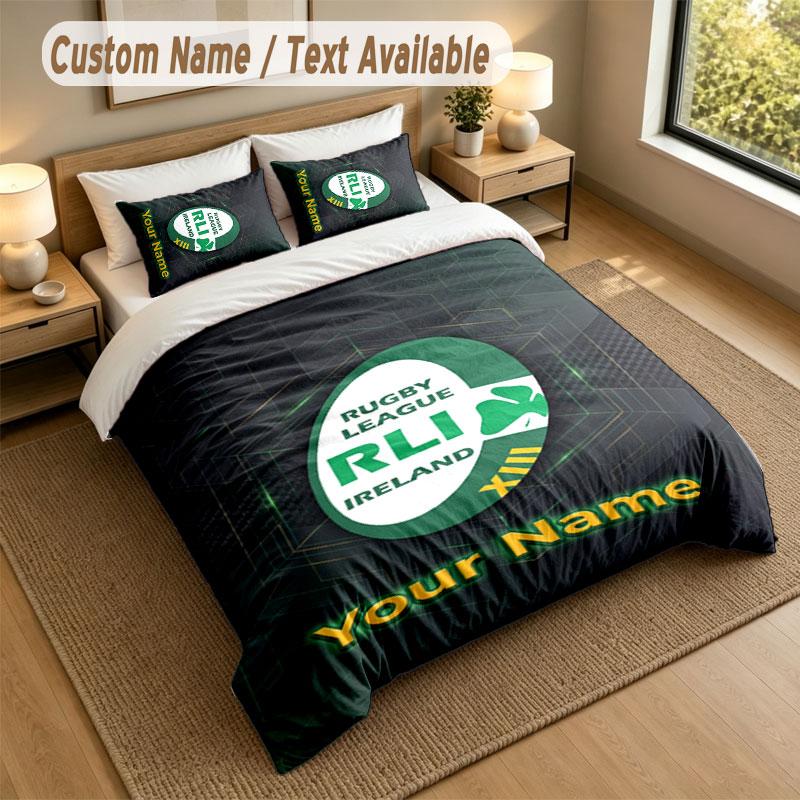 Bedding Set 1 Duvet Cover 2 Pillowcases Ireland Rugby Print Soft Bed Linen Bedroom Decor