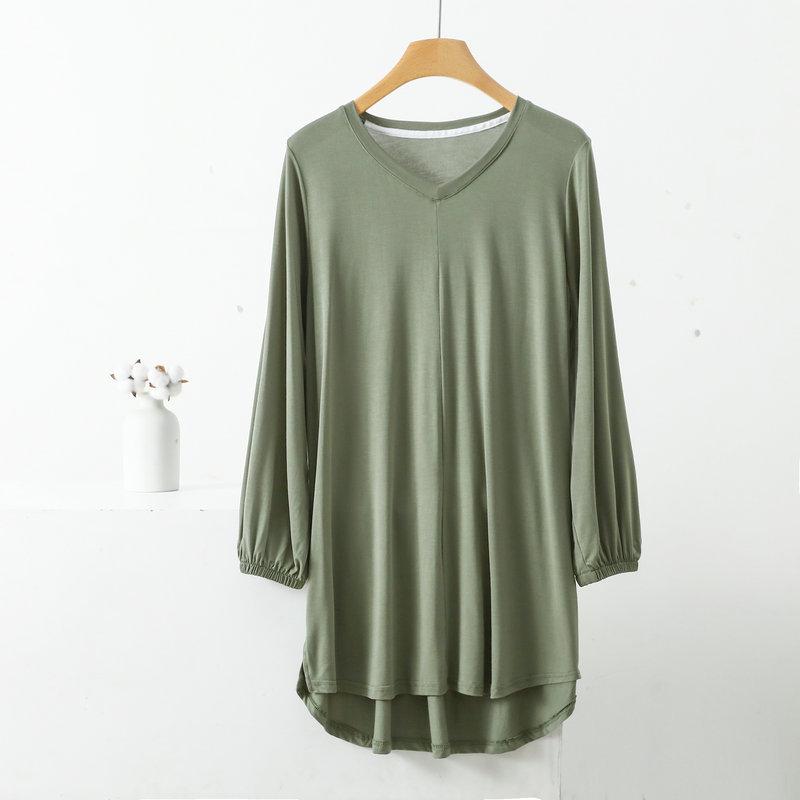 Women's V-Neck Plus Size Loose-Fit Modal T-Shirt - Nine-Sleeve Casual Summer Top