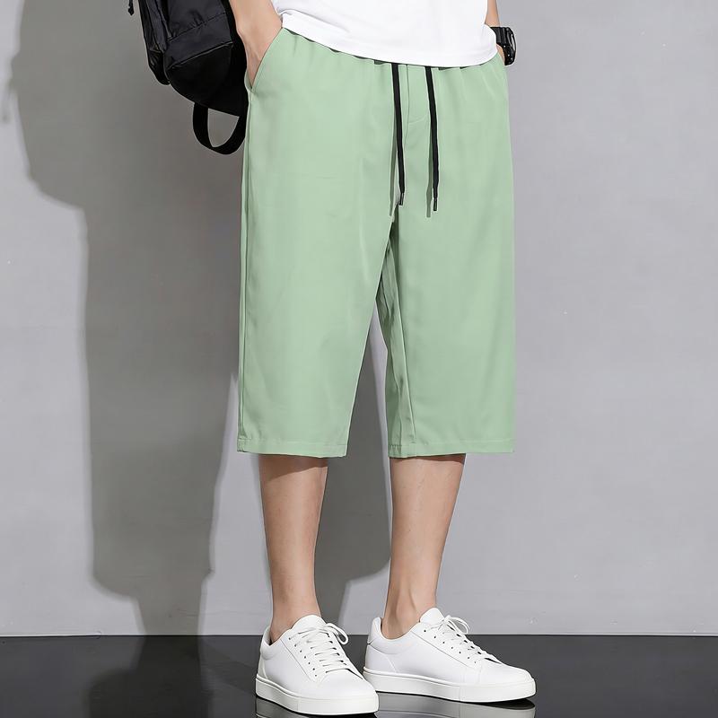 Men's Plus Size Quick Dry 7/8 Pants, Elastic Waist Summer Casual Cropped Trousers (4XL-10XL)