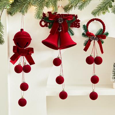 Christmas Decorations Red Xmas Bell Christmas Tree Hanging Ornaments Cute Bow Doorbell  New Year Party Supplies Gifts Navidad
