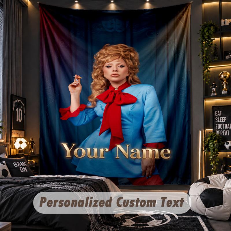 Personalisierte Wandtapisserie, Lady Gaga Individuell Bedruckter Name, Stoff-Wandkunst für Innenraum-Hintergrund