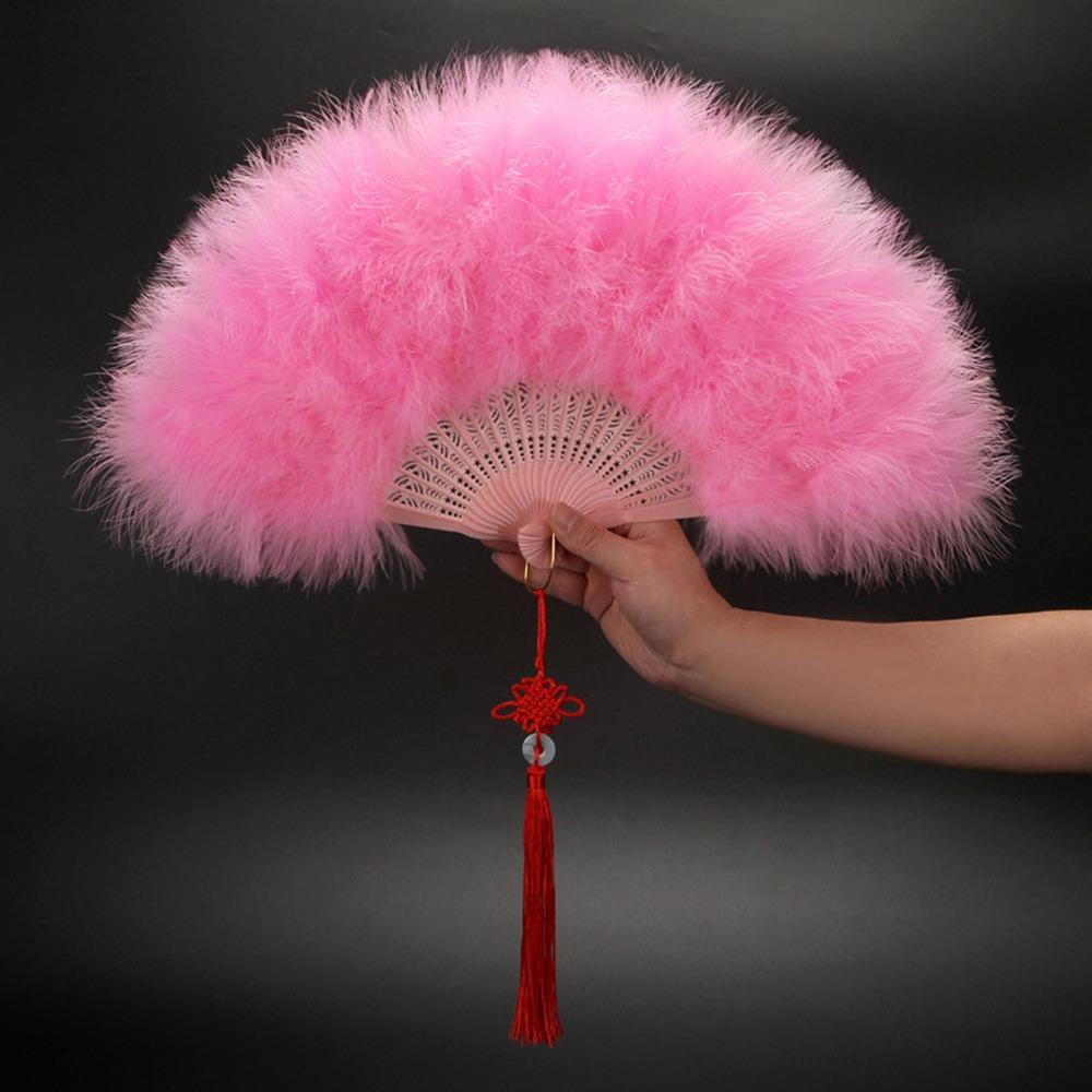 Nuovo Ventaglio Pieghevole in Piume Marabù Vintage Flapper Ventaglio a Mano Ventaglio Drag Queen per Festa Gatsby Anni '20