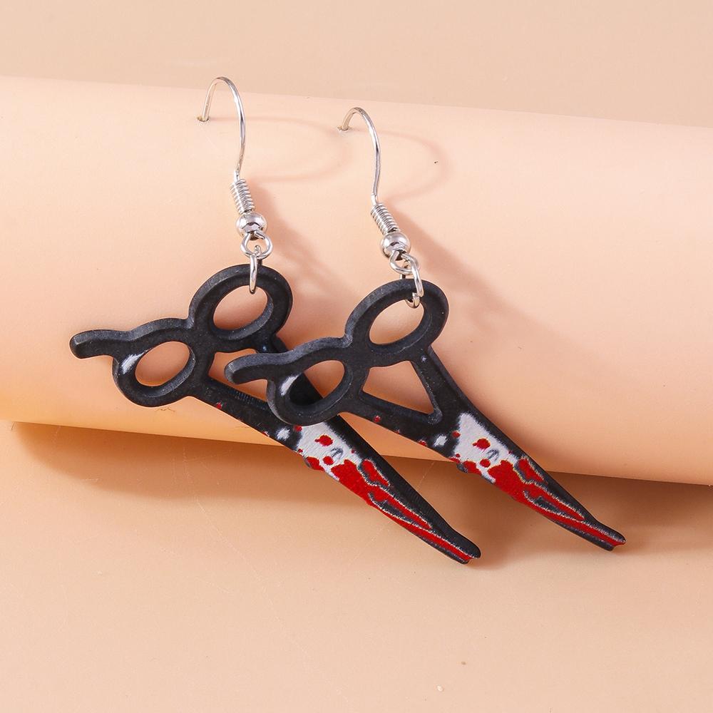 Halloween Bloody Knife Drop Earrings Punk Scissors Saw Dangle Hooks Earrings for Women Girls Night Party Jewelry Gifts