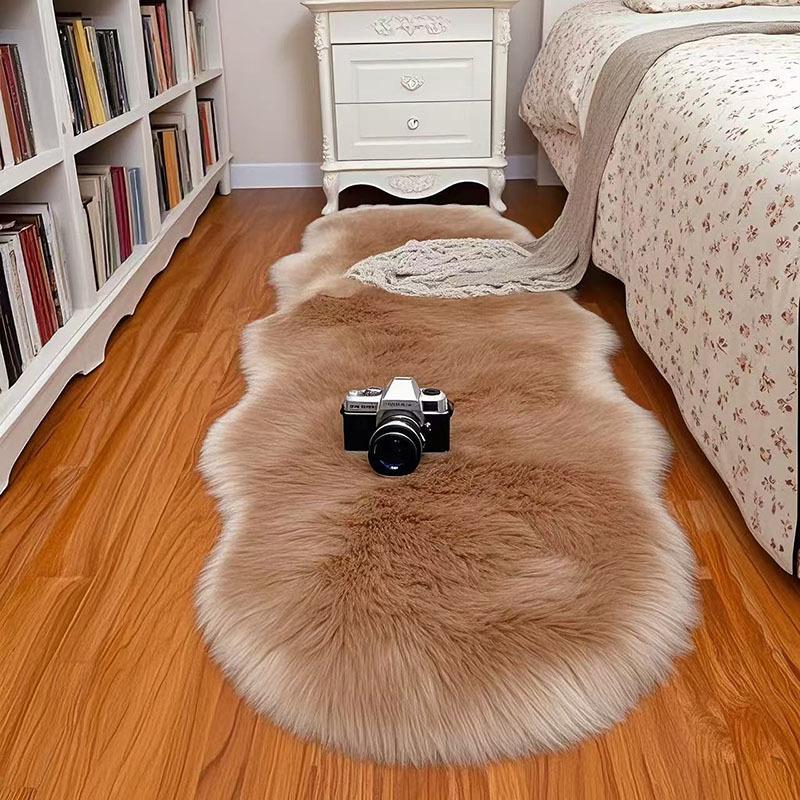 Cross-border Long-Pile Carpets: Irregular Faux Wool Rugs for Living Room, Bay Window, and Bedside