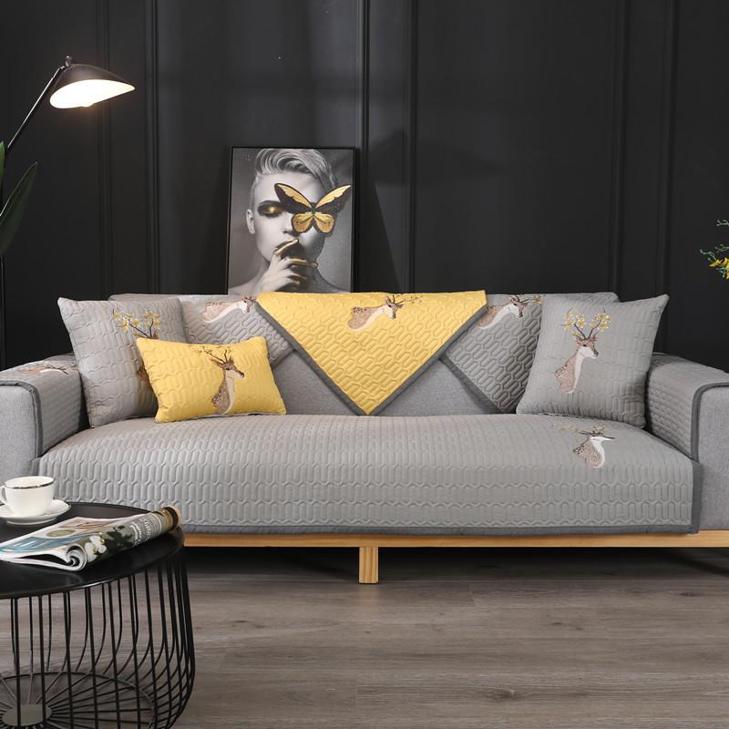 Bavlněný polštář na pohovku Čtyři roční období Univerzální protiskluzová podložka Severský jednoduchý potah na pohovku Všeobjímající potah sedáku Látkový ručník na opěradlo