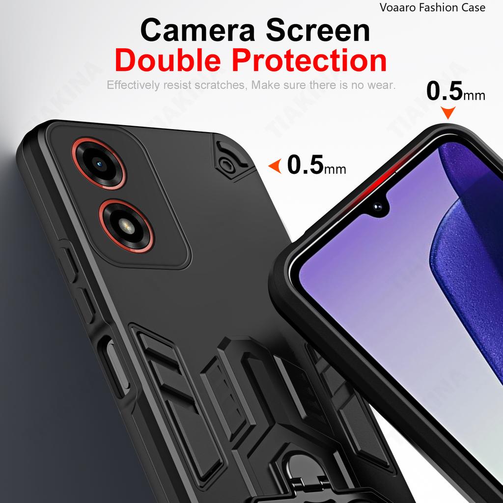 Dual Finger Ring Armor Cover for Motorola Moto G04 G24 E14 Case for Motorola Moto G04S 2024 Rotate Metal Bracket Kickstand Case