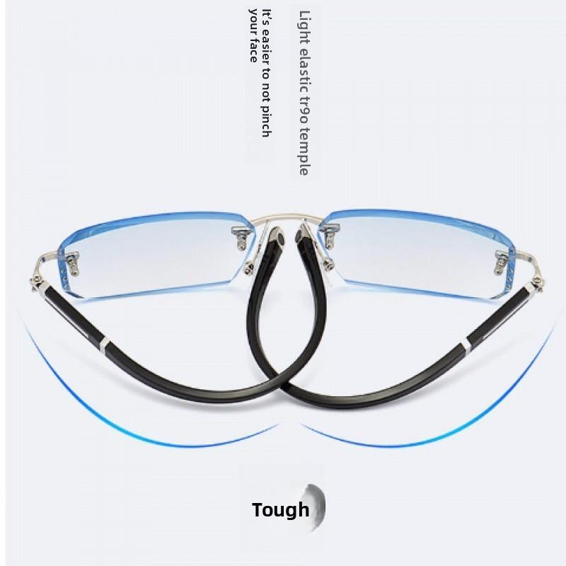 Vintage Luxury Myopia Glasses for Women Men Anti Blue Light Finished Near Sight Eyeglasses Retro Frameless Minus Eyewear Diopter