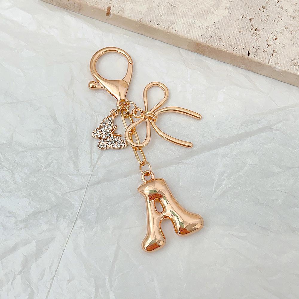 Trendy Butterfly & Love Letter Metal Keychain Pendant