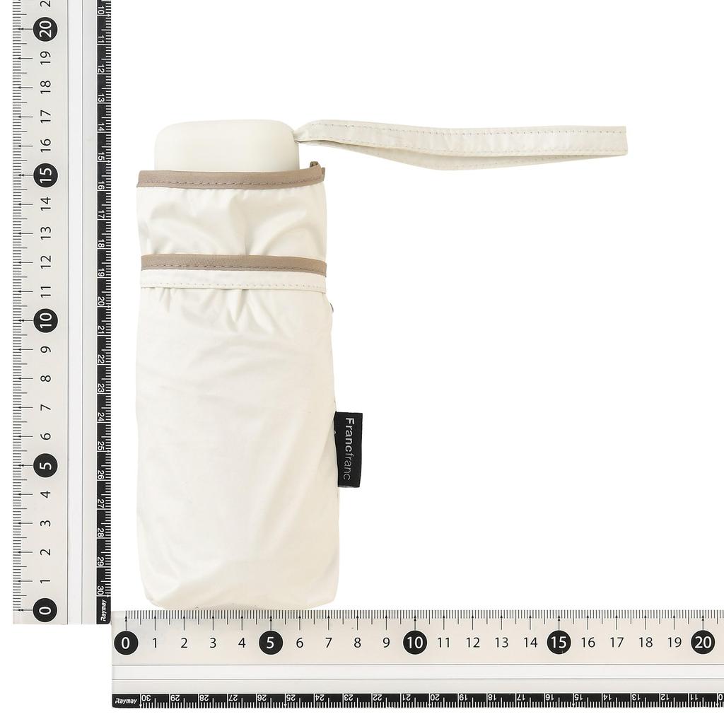 Francfranc Compact Piping Folding Sun and Rain Sunshade Umbrella, 47cm, Ivory, Umbrella, Lightweight,