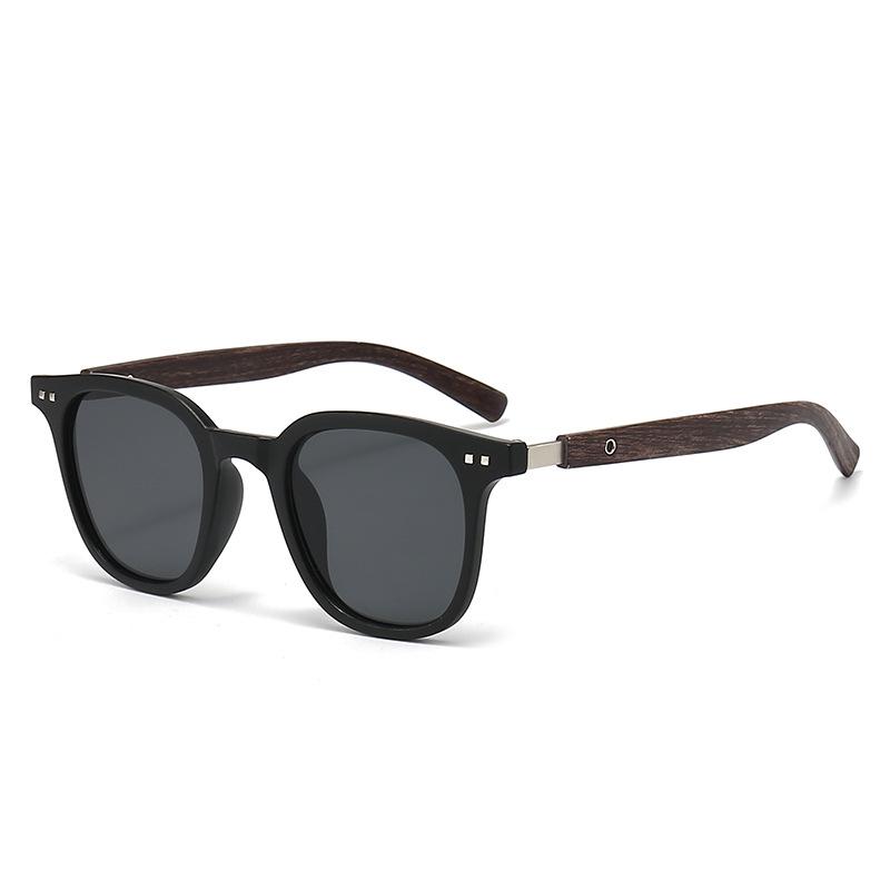 2025 Trend Wood Grain Round Frame Sunglasses: Small Face, Red Style, Versatile UV Protection for Women