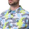 FootJoy Men's Multicolor Camo Short Sleeve Shirt, Neo Blue, Size Small (FJ-S24-S07, 81810-S)
