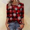 Women's Fashion Casual Christmas Tree Printed Round Neck Three-Quarter Sleeve T-Shirt Top