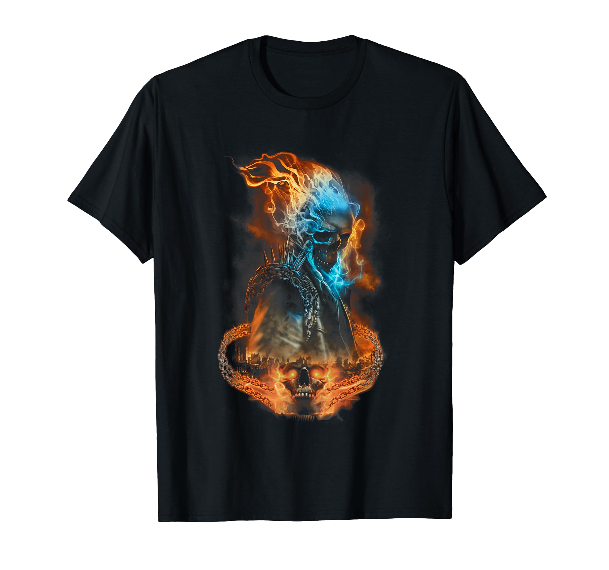 

Marvel Ghost Rider Flaming Chain City Portrait T-Shirt