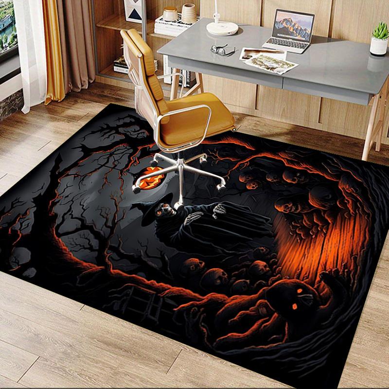 1pc Halloween Spooky Carpet Anti Slip Polyester Floor Mat for office.Bedroom