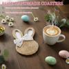 4Pcs Jute Rope Rabbit Coasters Table Mat Pad Cloth Cup Doily Tea Dining Coaster Mug Tablecloth Placemat Kitchen Easter Decor