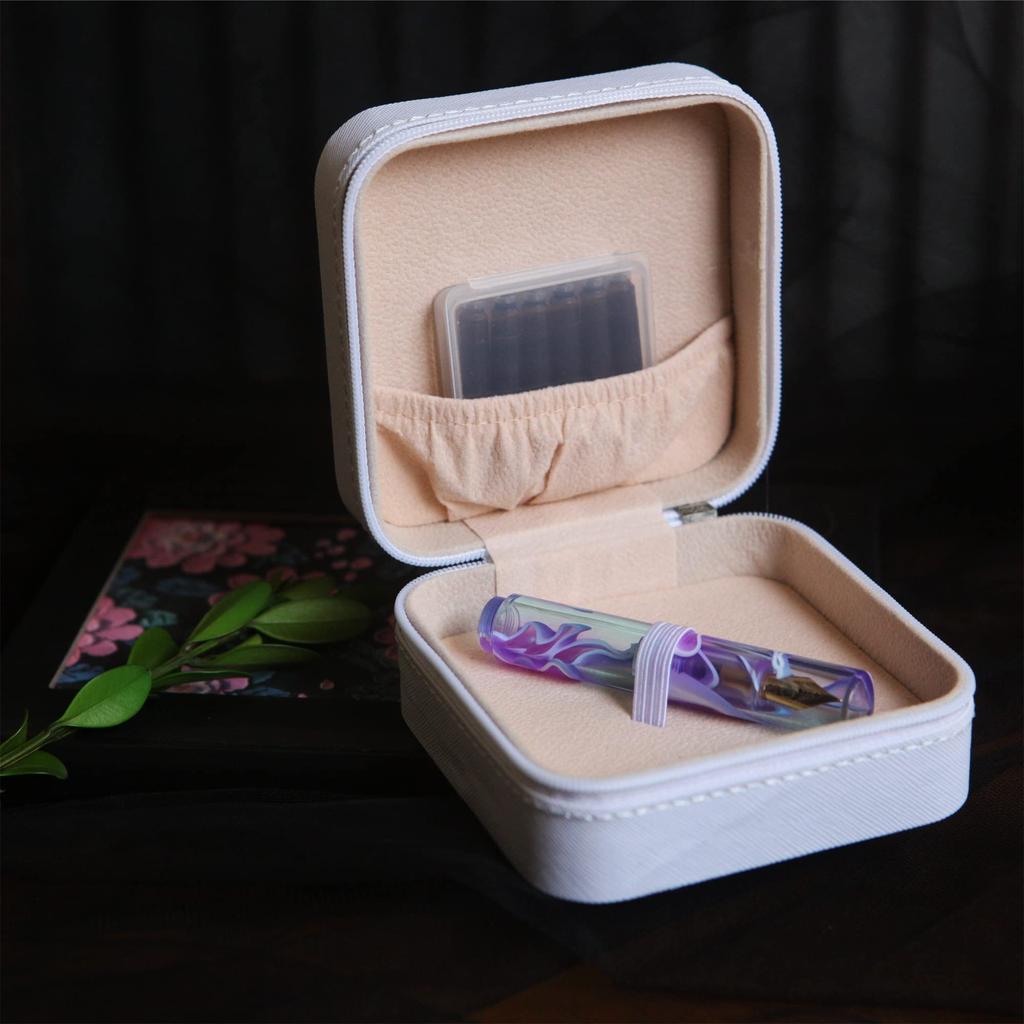 Brush Shop Mini Fountain Pen with Iridium Fine Travel Pocket Short Dropper Ink Bottle Seventy-two Nib, Pen, Size, (Purple/Green)
