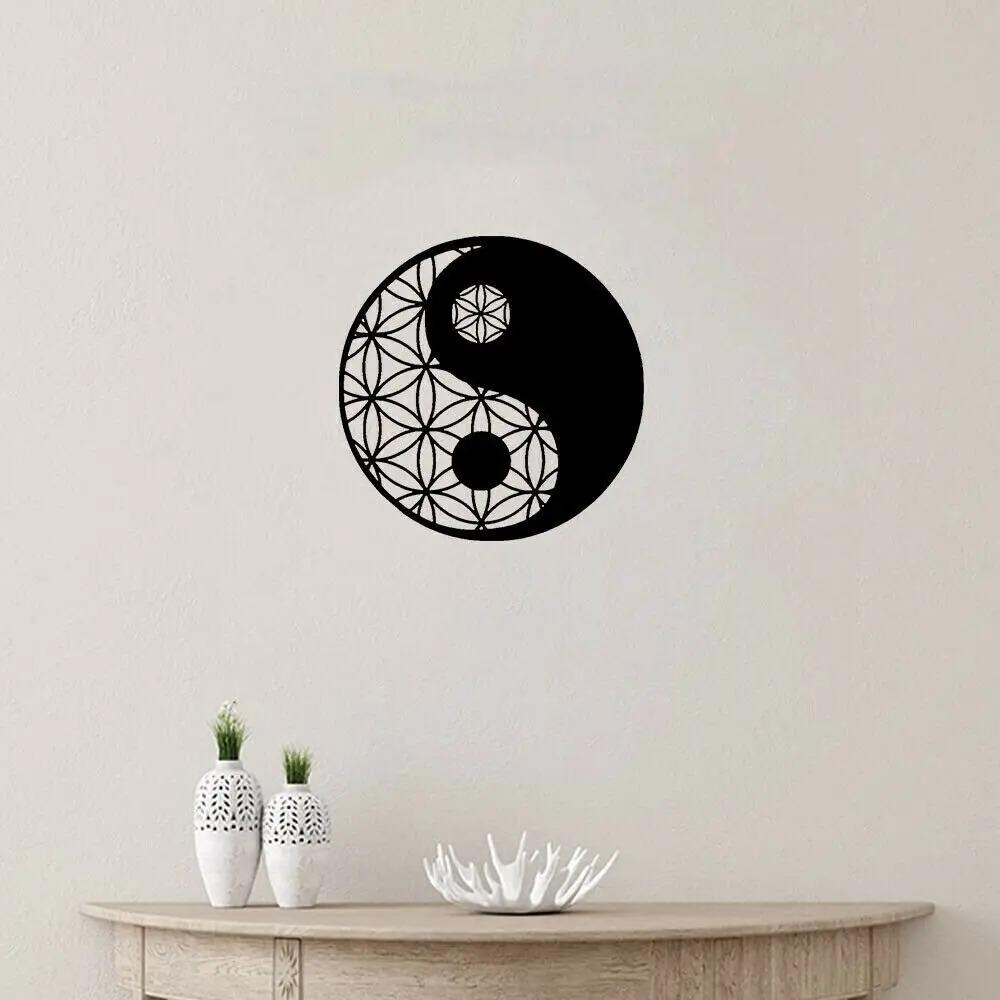 Metall Yin Yang Wandkunst – Heilige Geometrische Dekoration, Eisensilhouette für Einzigartigen Wohnakzent & Moderne Wanddekoration