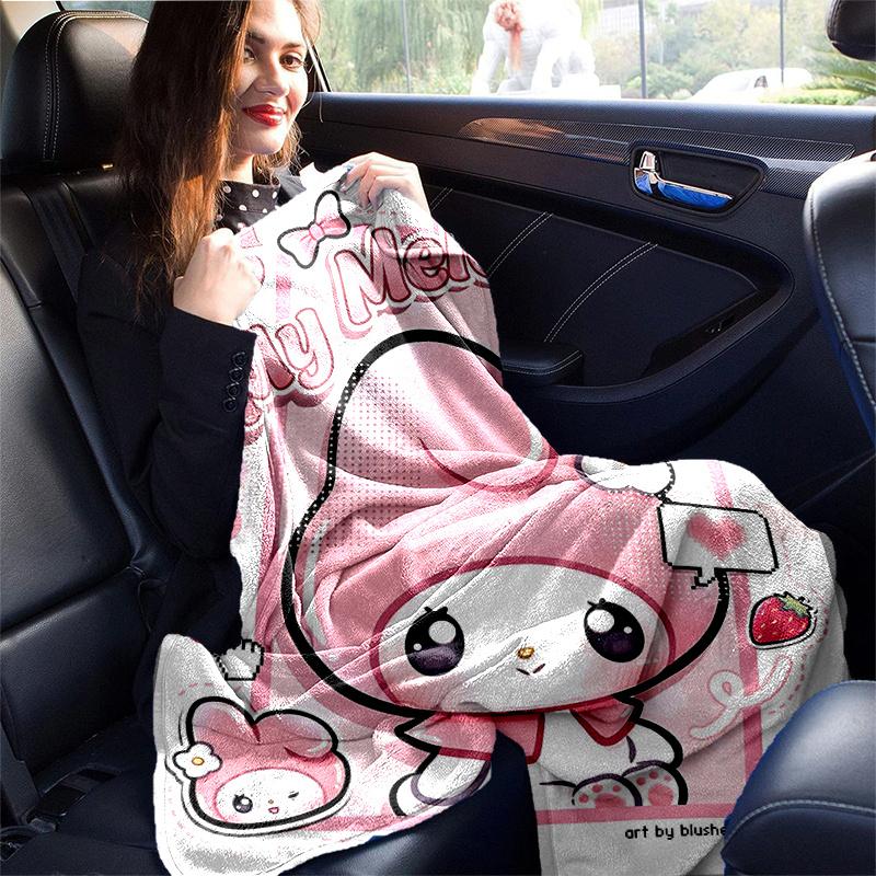 1pc Pink Bunny My Melody Blanket, Seasonal Home Decor Gift for Family and Friend, Soft Throw Blanket Suitable for All Seasons, Living Room, Travel, Ca