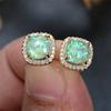 Luxury Female Yellow Pink Stone Earrings Fashion Silver Color Wedding Jewelry Vintage Double Stud Earrings for Women