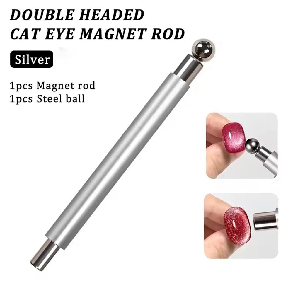 Cat Eye Magnetic Ball with Magnetic Nail Stick Tool Set: Double-Head Strong Magnet Pen for 3D Cat Eye Gel Nails
