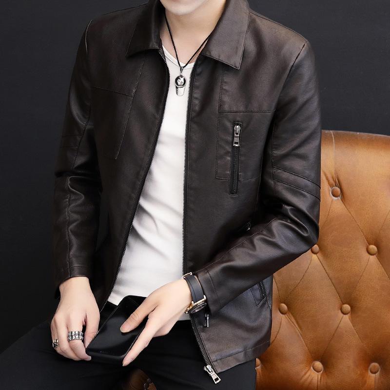

Весна и осень Новые повседневные кожаные мужские куртки корейского стиля Тонкие модные зеленые куртки из искусственной кожи Мужские топы 4XL