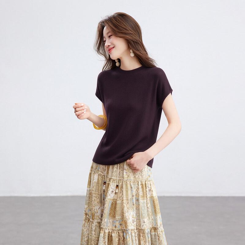 Srcr Women's Silk Blend Knitted Short-Sleeve T-shirt