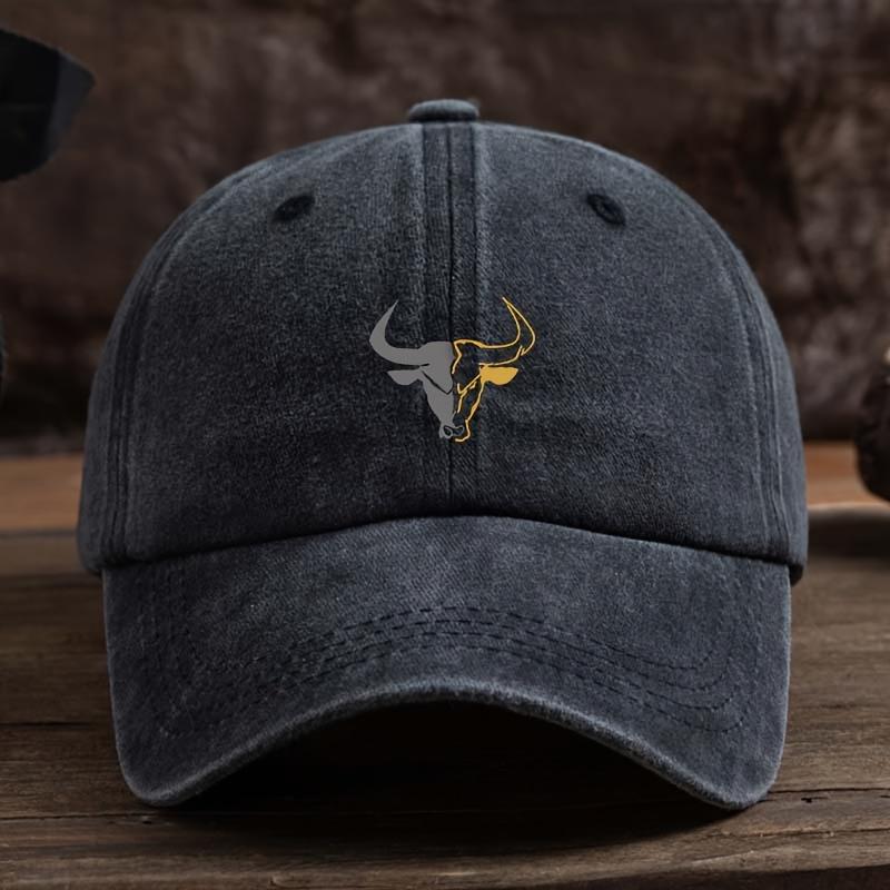 Fashionable Bull Head Printed Baseball Hat Multi Functional Outdoor Leisure Fishing Hat Travel Sunshade Duck Billed Hat