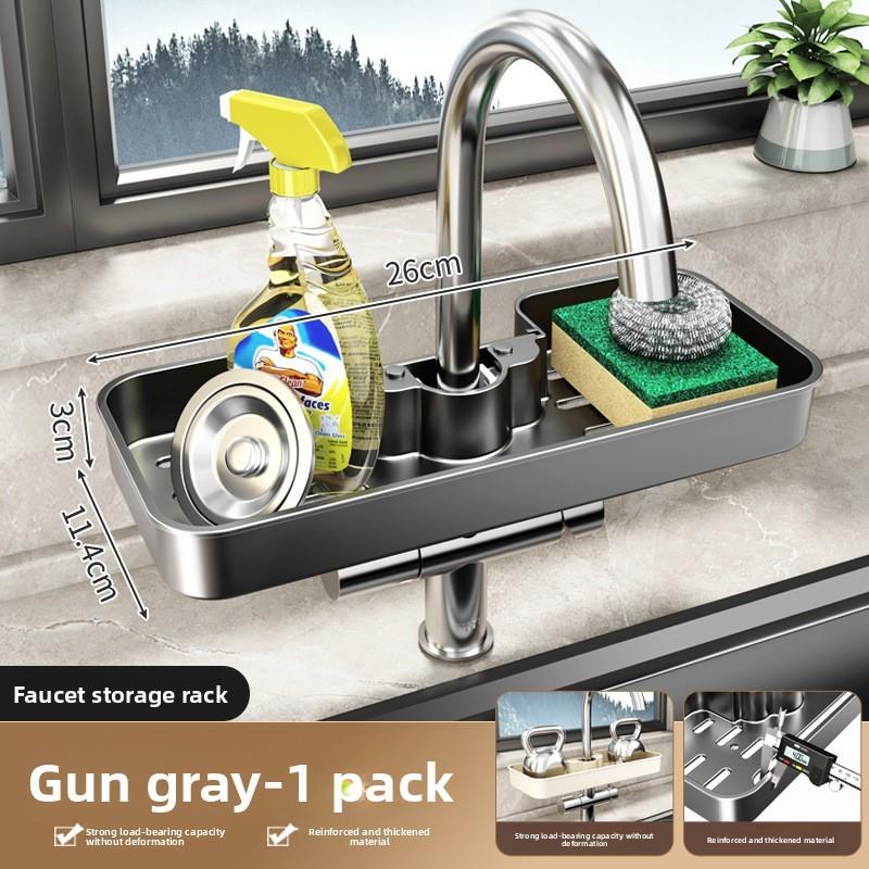 Modern Pp Kitchen Sink Organizer With Drip Tray For Home Storage