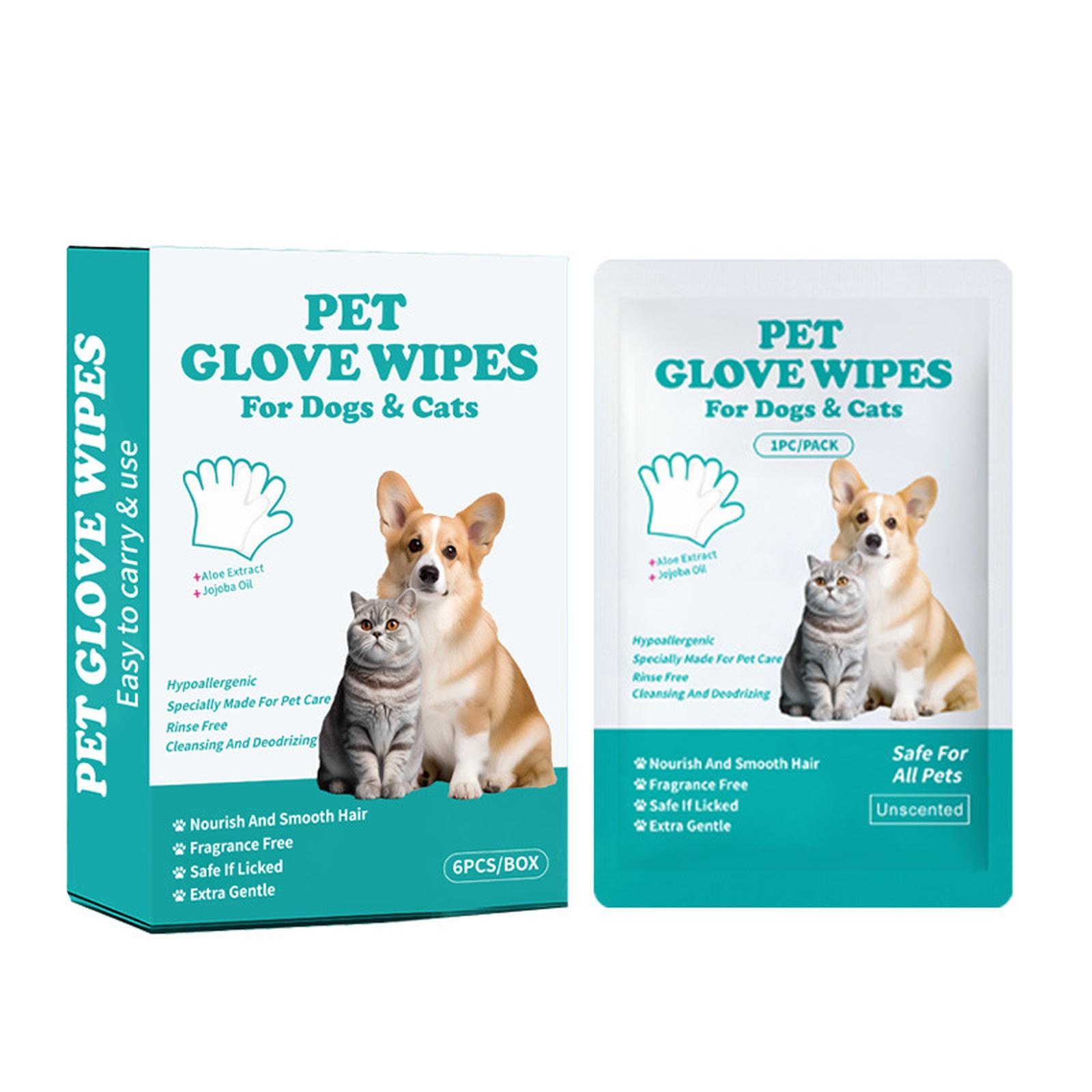 Disposable Pet No-Rinse Gloves Single Pack Dog Dry Cleaning Wipes