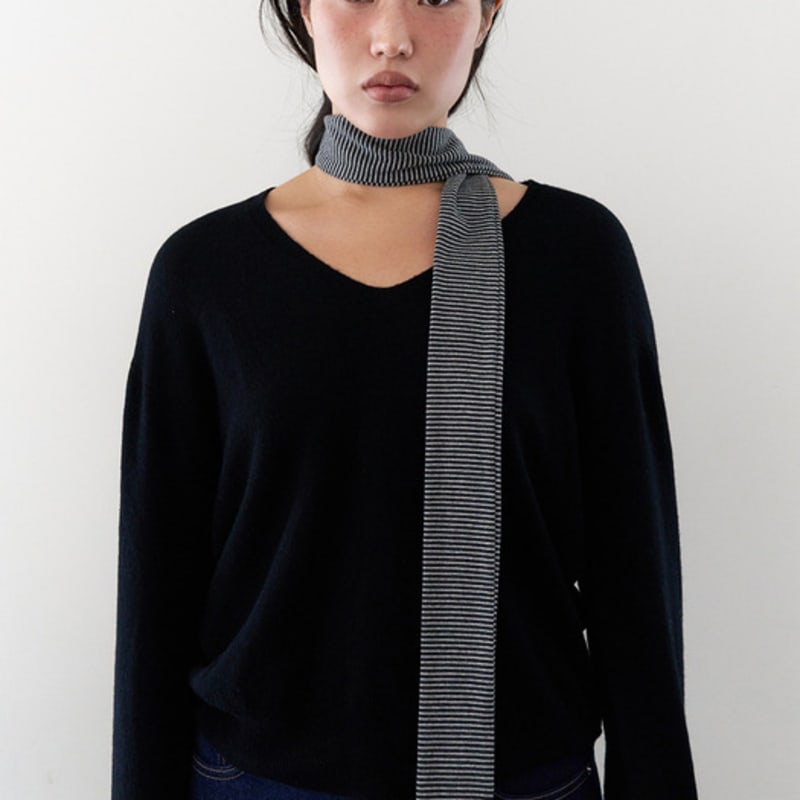 

geegee cotton stripe long scarf - charcoal charcoal