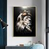 Modern Animal Art Canvas Painting Lion Head with Crown Posters and Prints Wall Art Pictures for Living Room Wall Decor Cuadros