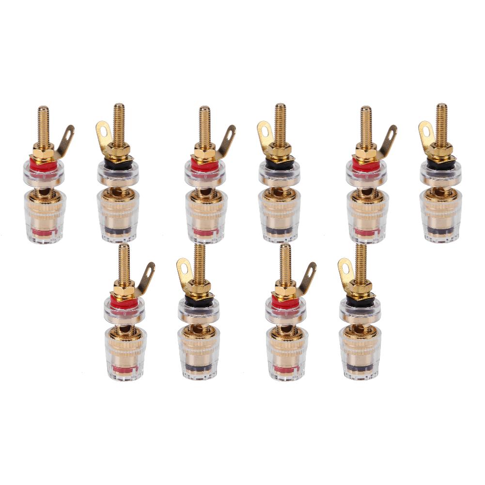 10-2pcs 42mm Gold Plated Speaker Terminal Binding Post Amplifier Plug Socket Connector Suitable For 4mm Banana Plugs Connector