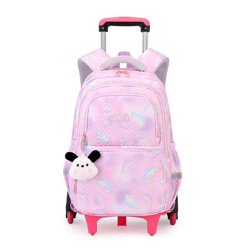 Zaino Scolastico per Bambini con Ruote Borse per Studenti per Ragazze Borsa Trolley Cartella Carina Zaino con Ruote Bambina Ragazze