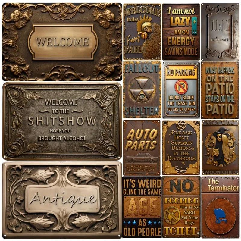 Metal Tin Poster Visual Effect Wall Art Decor Art Painting Retro Plaque Poster for Bar Club Wall Decor Retro Home Wall Plate