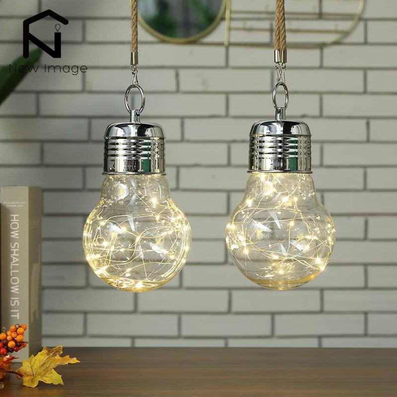 2Pcs/Set Modern Pendant Hanging Candle Holder Lamp Light Vintage LED Battery Powered Bulb Cordless Table Lamp for Home Decor