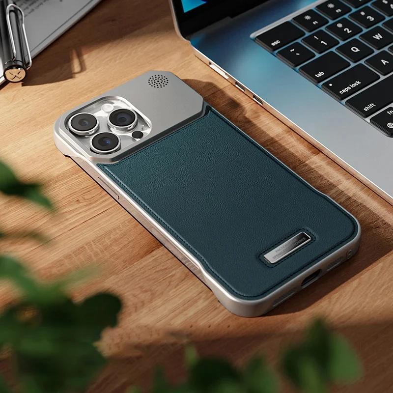 Metal Leather Aromatherapy Magnetic Case For iPhone 17 Air 16 15 14 Plus 13 12 Pro Max Phone For Magsafe Borderless Cover Funda