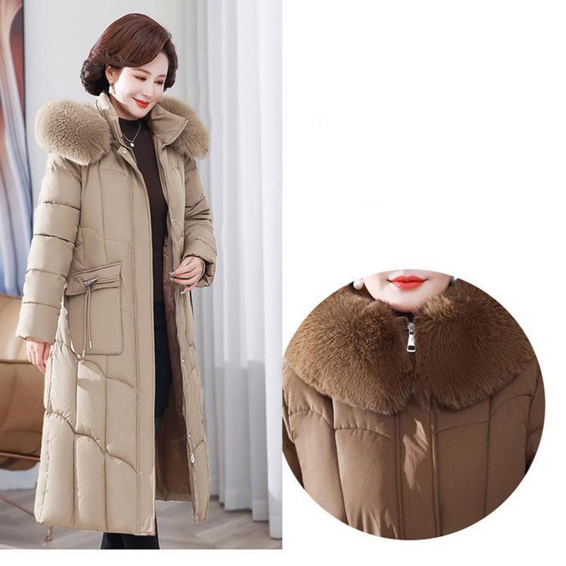 Iarnă Femei Palton Puf Parka Jachete Puf Lung Slim Guler Blană Glugă Parka Mamă Paltoane Calde Îmbrăcăminte Exterioară