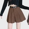 Women's High-Waist Corduroy Pleated Shorts - 2024 Spring Collection, Slimming Wide-Leg Casual Booty Shorts for Petite.
