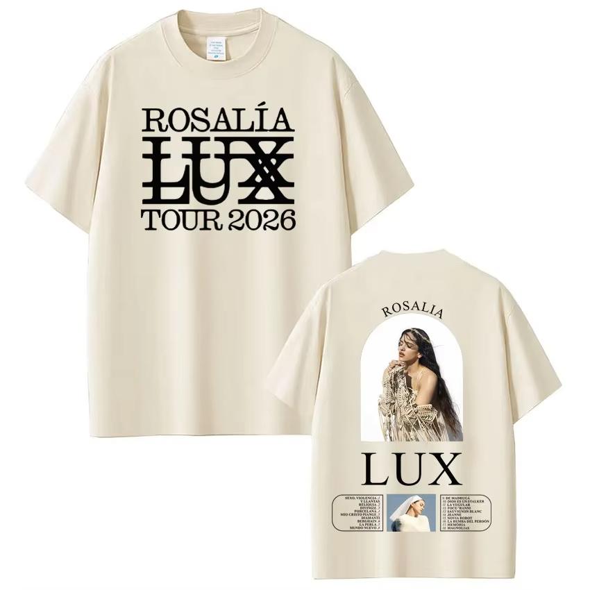 Rosalía Rosalia LUX Tour 2026 Potisknuté tričko Pánské Dámské Bavlna Estetika Volná trička Krátký rukáv Módní Harajuku trička
