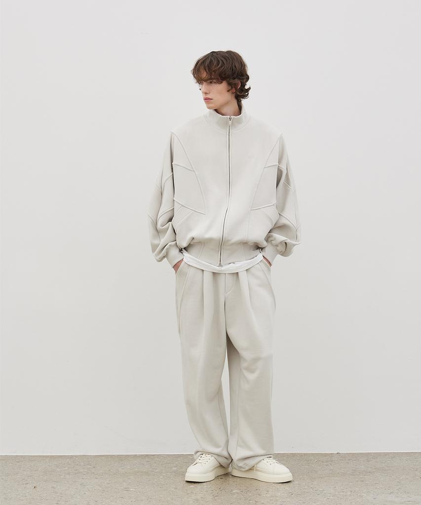Beleudeunua Heavy One-Pleat Side String Pants (Beige Gray)