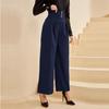 Women  Elastic High Waist Pant Casual Active  Fit Wide Leg Long Pants Trousers With Pockets