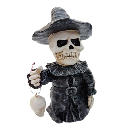 Gothic Skeleton Figurine Small Resin Skull Statue Day of The белый