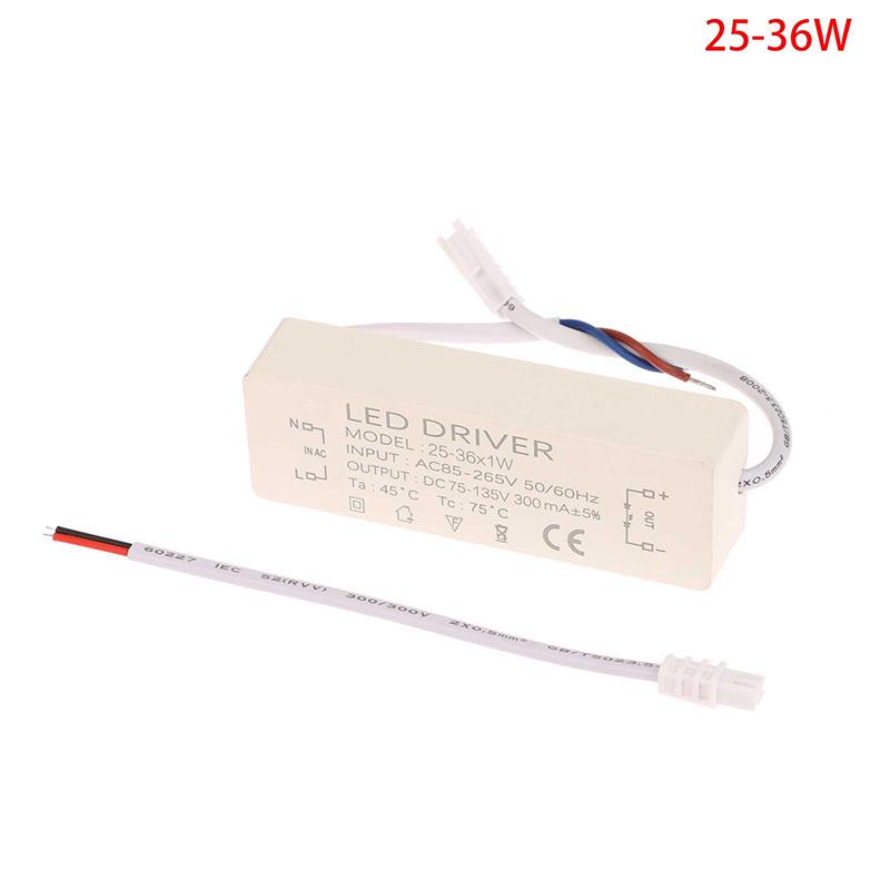 Led Driver 300Ma 1-3W 3-5W 4-7W 8-12W 12-18W 18-25W 25-36W 20/30/36W Led Power Supply Unit Ac85-265V Led Lighting Transformers