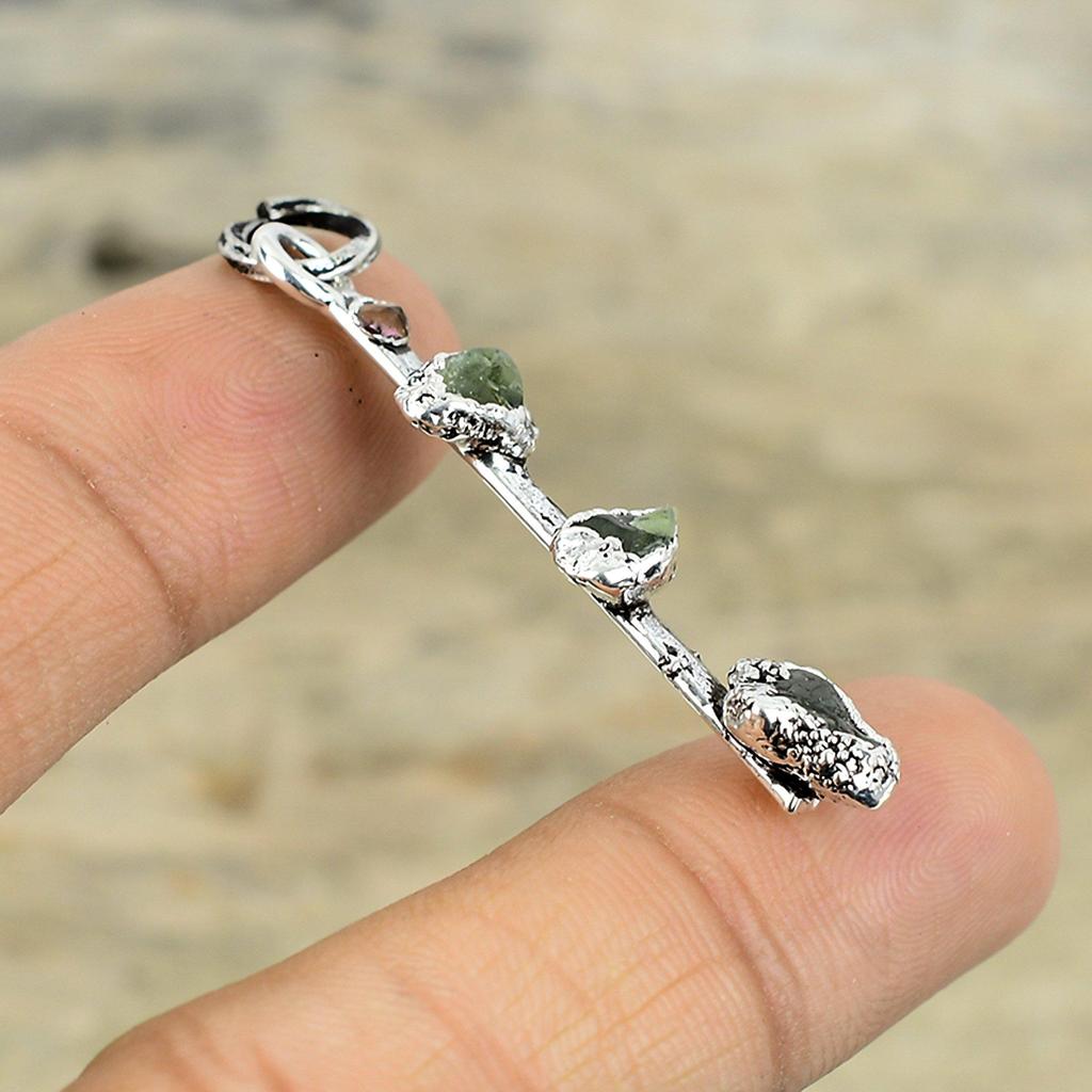 Aquamarin Rohanhänger Elektrogeformter Kupferanhänger Versilberter Anhänger Edelsteinanhänger Handgefertigter Anhänger Elektrogeformter Schmuck als Geschenk