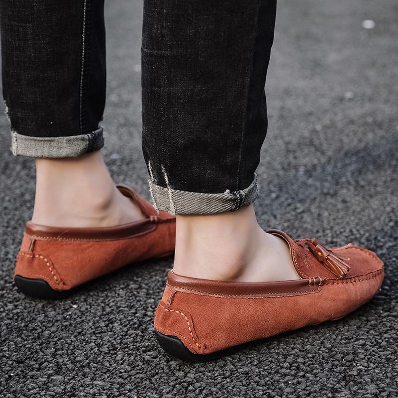 Fashion New Men Loafers Soft Moccasins Summer Shoes Man High Quality Mens Shoes Casual Suede Leather Driving Flats Italian Walking Shoes