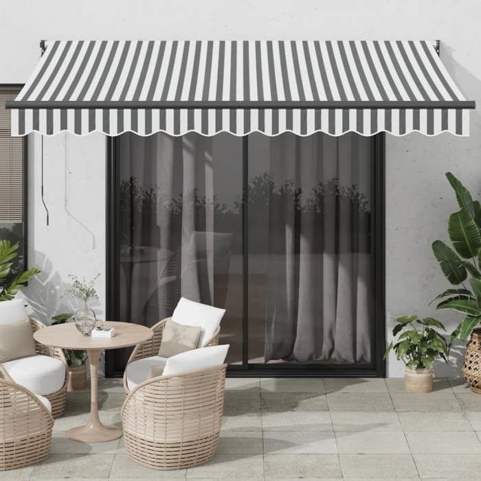 VidaXL Retractable Awning Anthracite and White 3.5x2.5m Fabric/Aluminium, Awning, Patio Awning, Window Awning, Blinds, 3216119