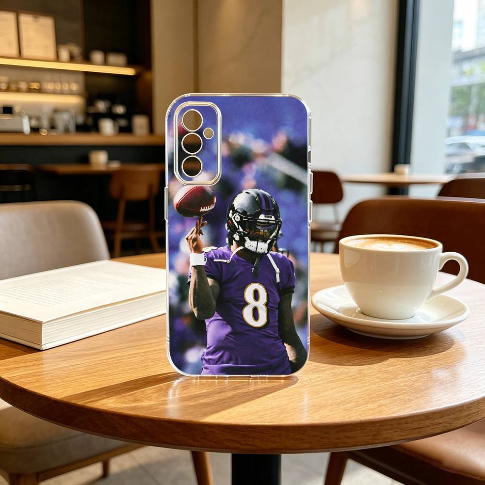 Lamar Jackson American Football 8 Phone Case For SamsungA10,12,20,21S,30,31,40,50,51,52,70,71 Transparent Cover Samsung a52 a52S